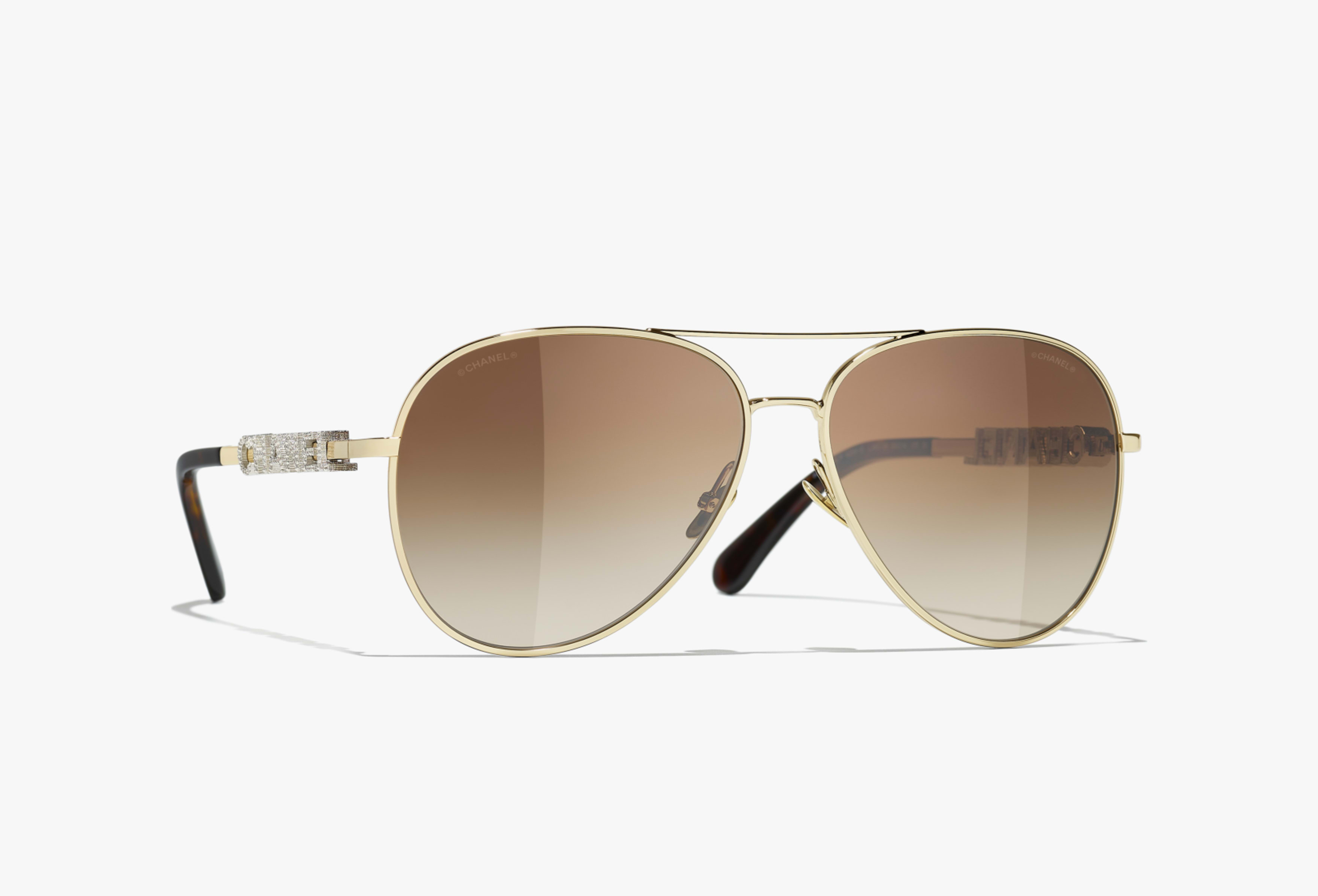Gafas de sol estilo piloto - Dorado y marrón - Vista por defecto